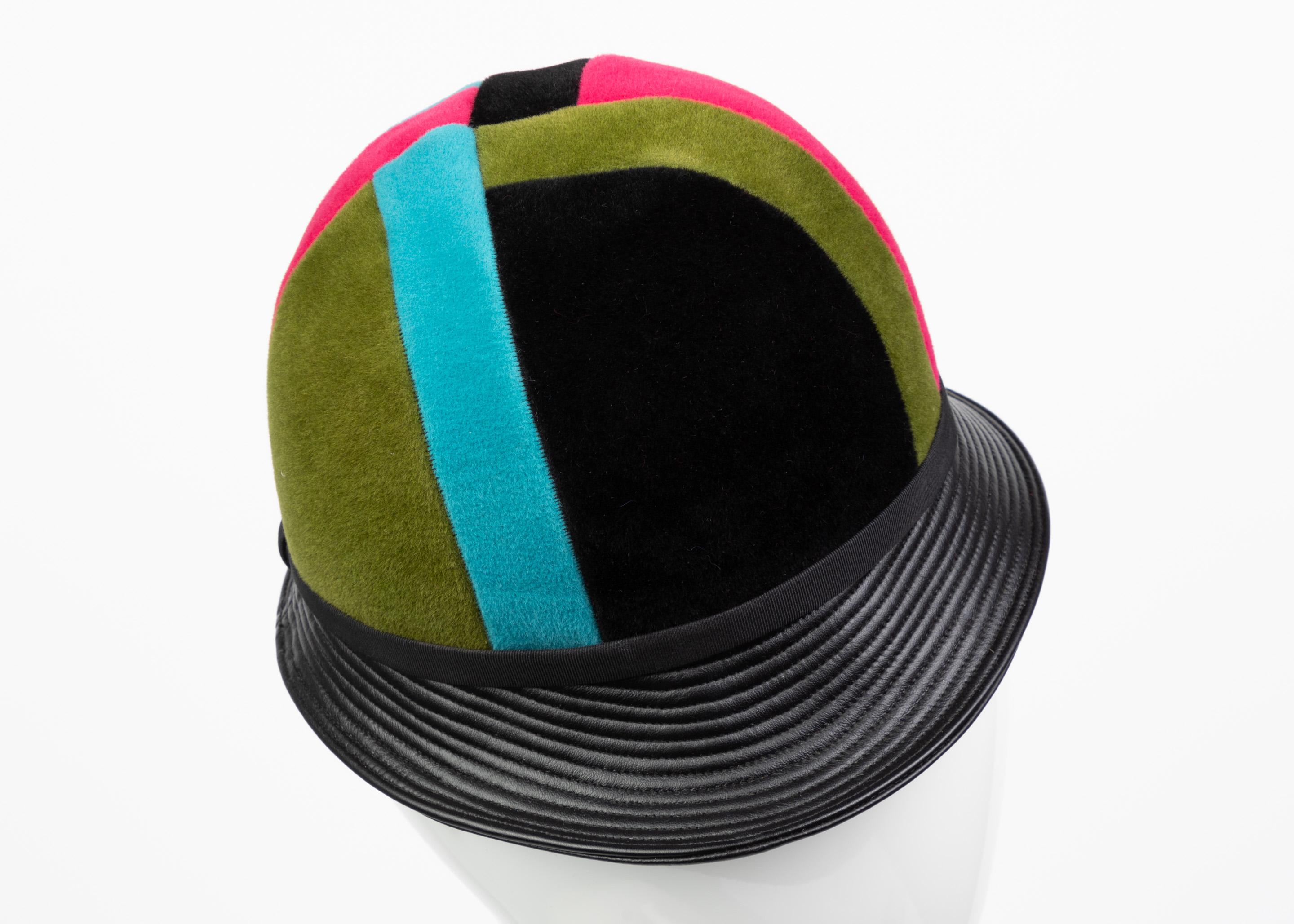 Yves Saint Laurent Rare Mondrian Color Block Helmet Hat YSL, 1965 In Good Condition For Sale In Boca Raton, FL