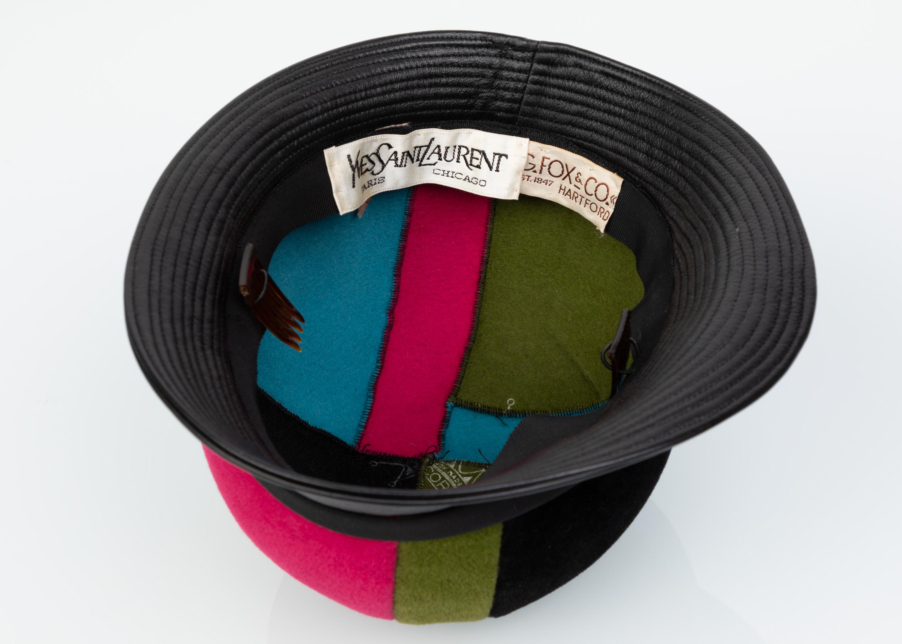 Yves Saint Laurent Rare Mondrian Color Block Helmet Hat YSL, 1965 in vendita 2
