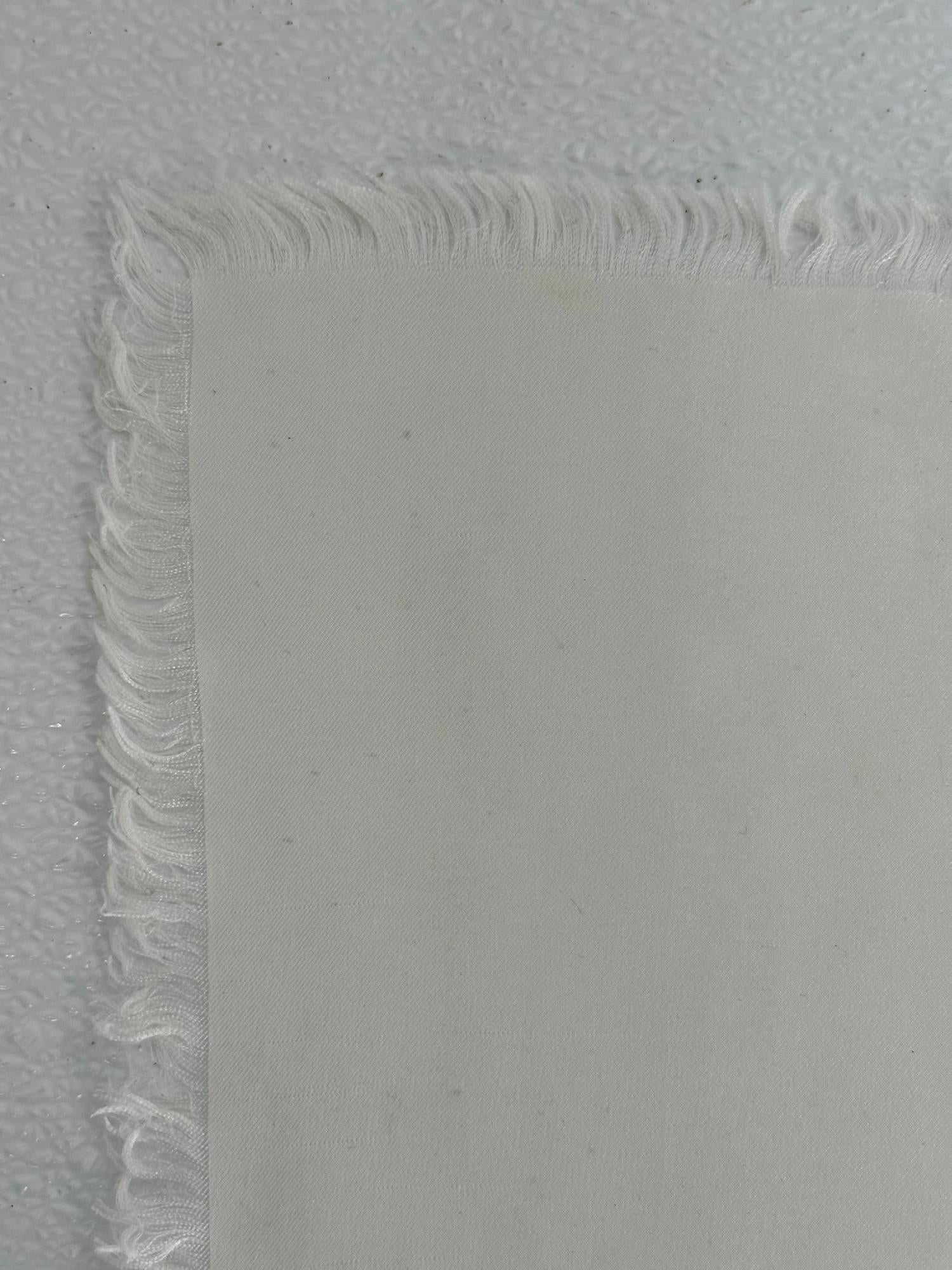 Yves Saint Laurent Rare White Silk Fringe Hem Scarf Un Silhouette Parisienne  For Sale 7