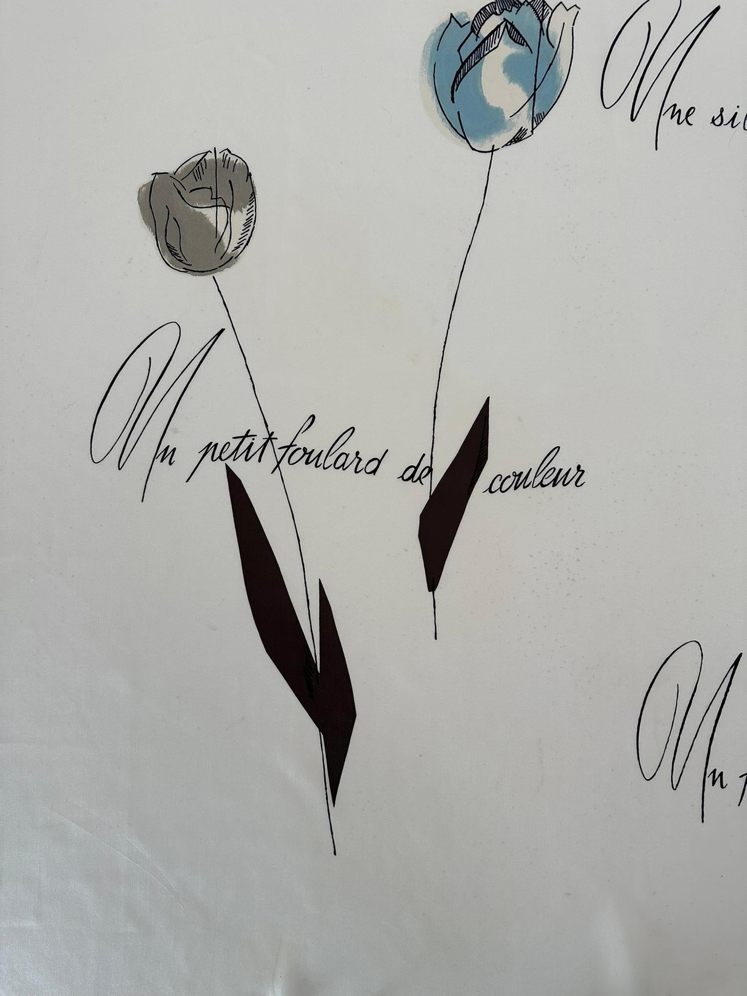 Yves Saint Laurent Seltener weißer Seidenschal mit Fransensaum Un Silhouette Parisienne  für Damen oder Herren im Angebot