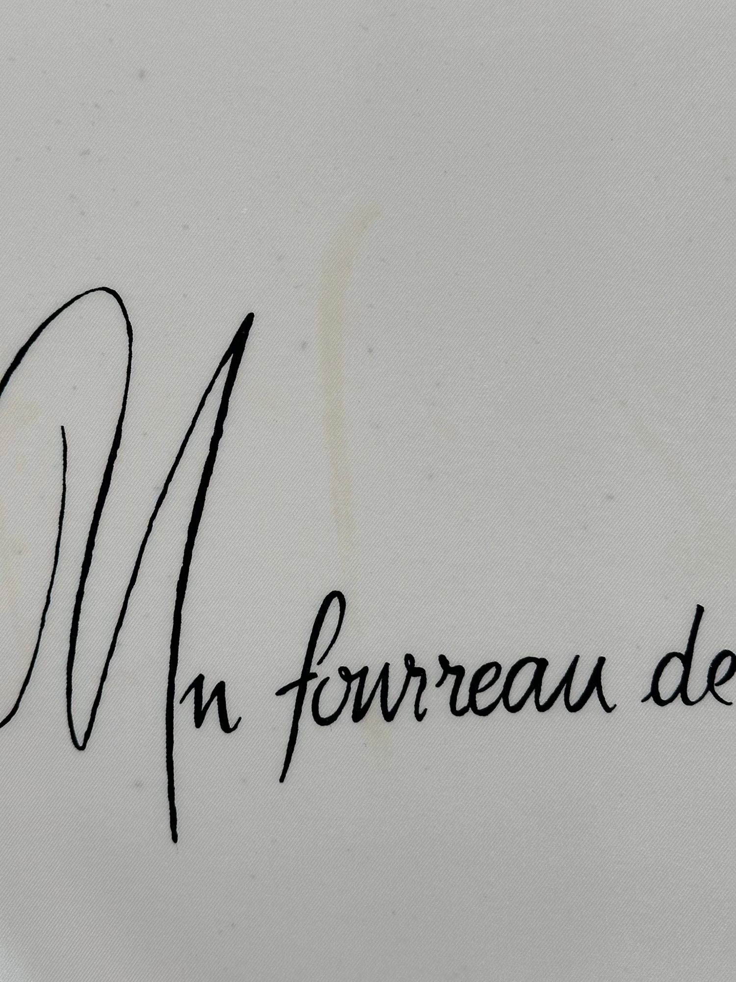 Yves Saint Laurent Rare White Silk Fringe Hem Scarf Un Silhouette Parisienne  For Sale 4