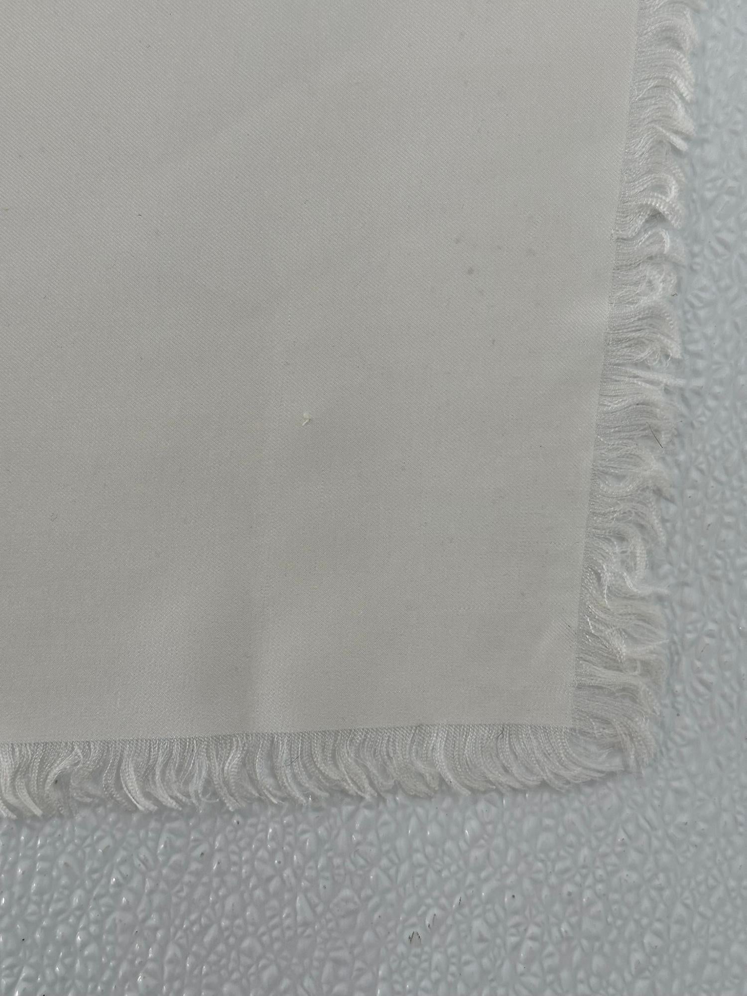 Yves Saint Laurent Rare White Silk Fringe Hem Scarf Un Silhouette Parisienne  For Sale 5
