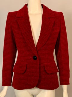 Yves Saint Laurent Raspberry Red Cut to Black Velvet Jacket