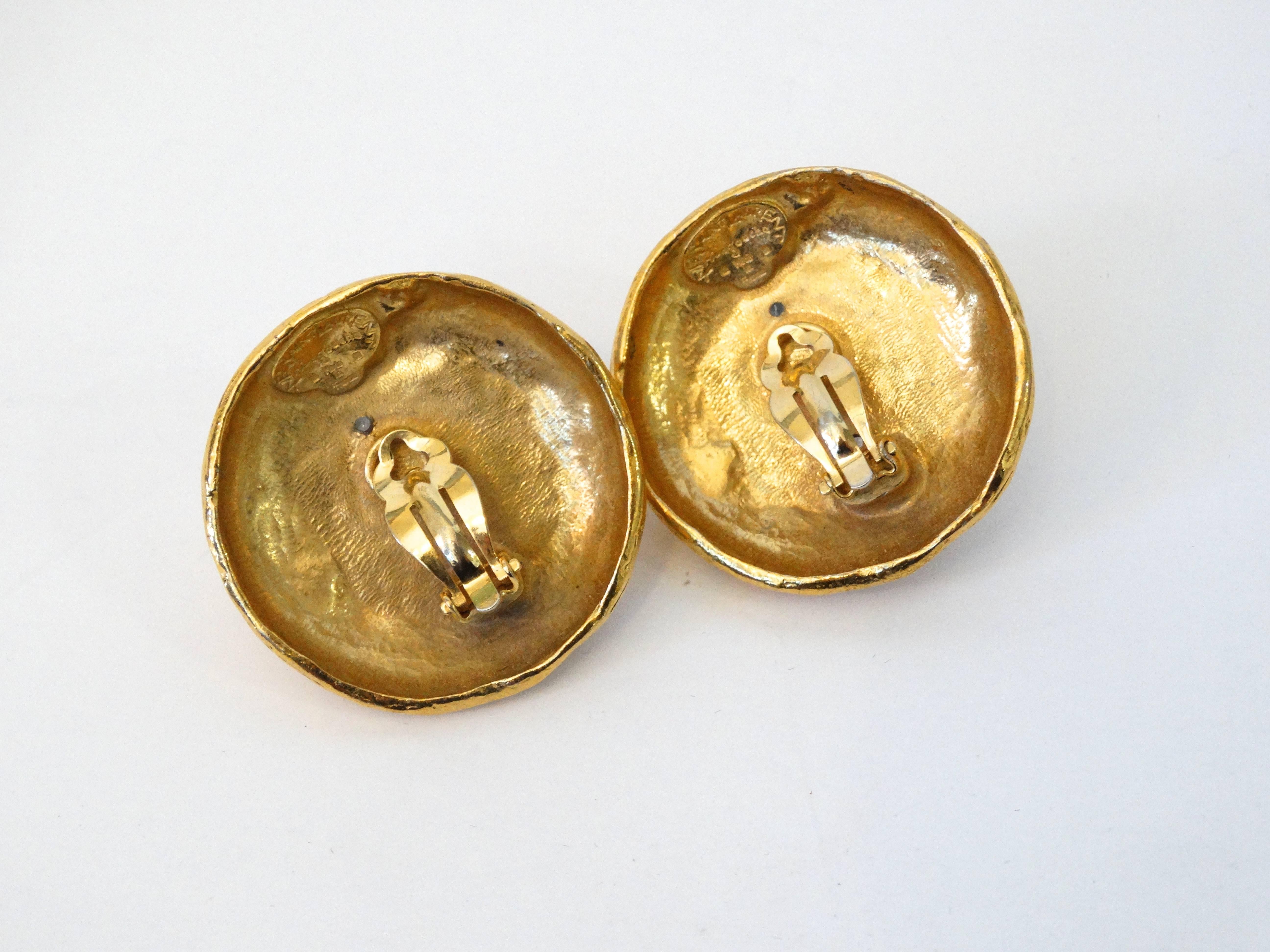 Mixed Cut Yves Saint Laurent Raw Quartz Clip Earrings, 1970S  For Sale