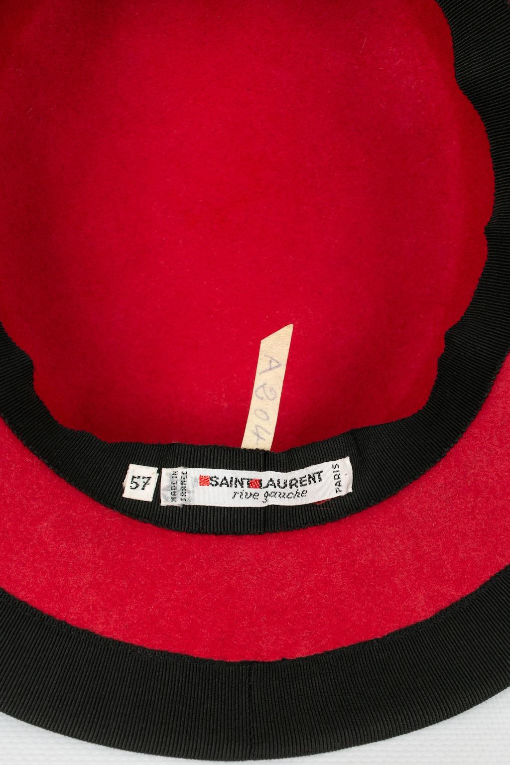 Yves Saint Laurent Red and Black Catwalk Hat 6