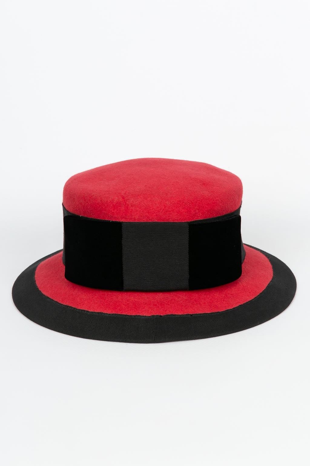 Women's Yves Saint Laurent Red and Black Catwalk Hat