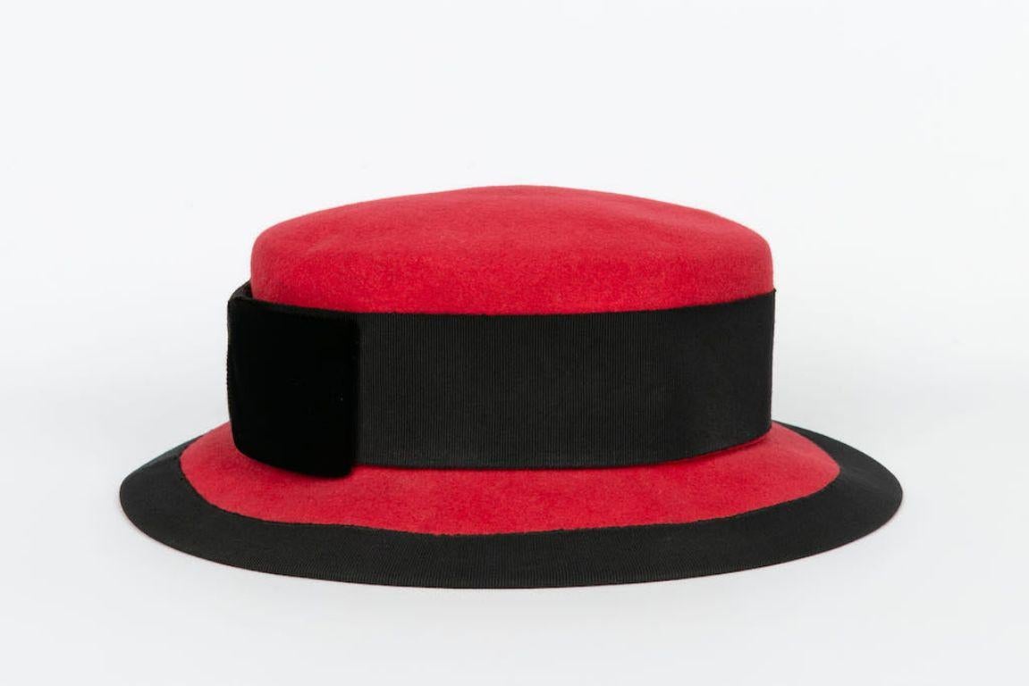 Yves Saint Laurent Red and Black Catwalk Hat 1