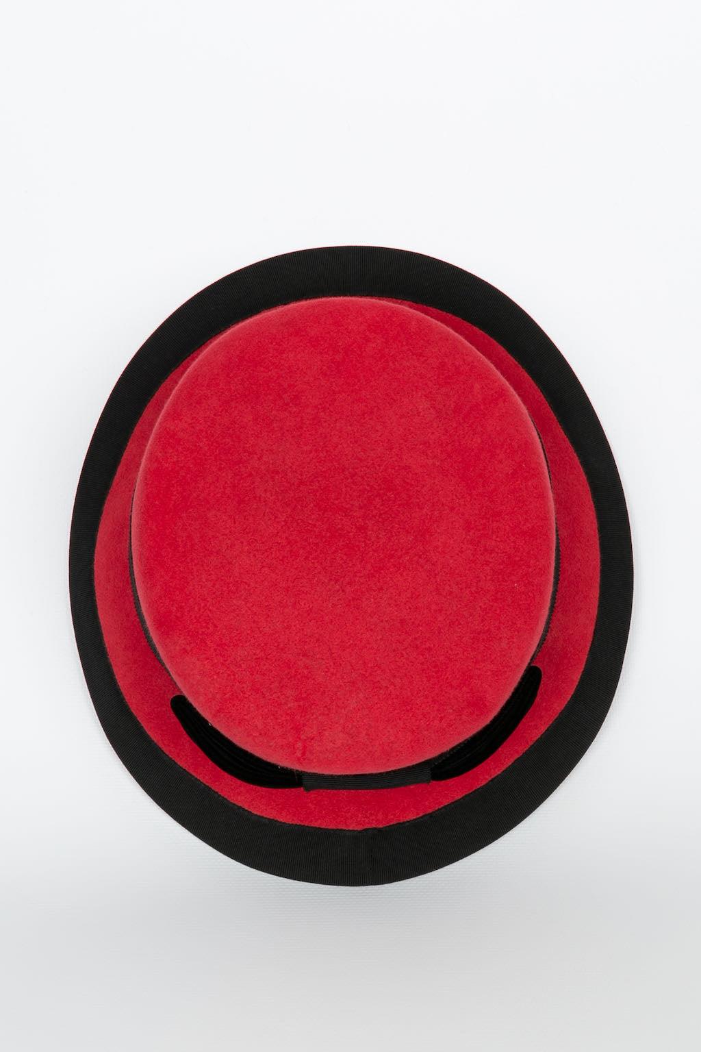 Yves Saint Laurent Red and Black Catwalk Hat 2