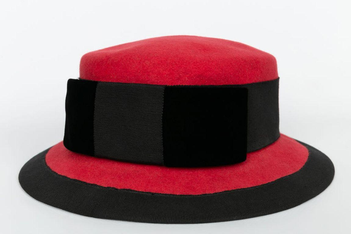 Yves Saint Laurent Red and Black Catwalk Hat 3