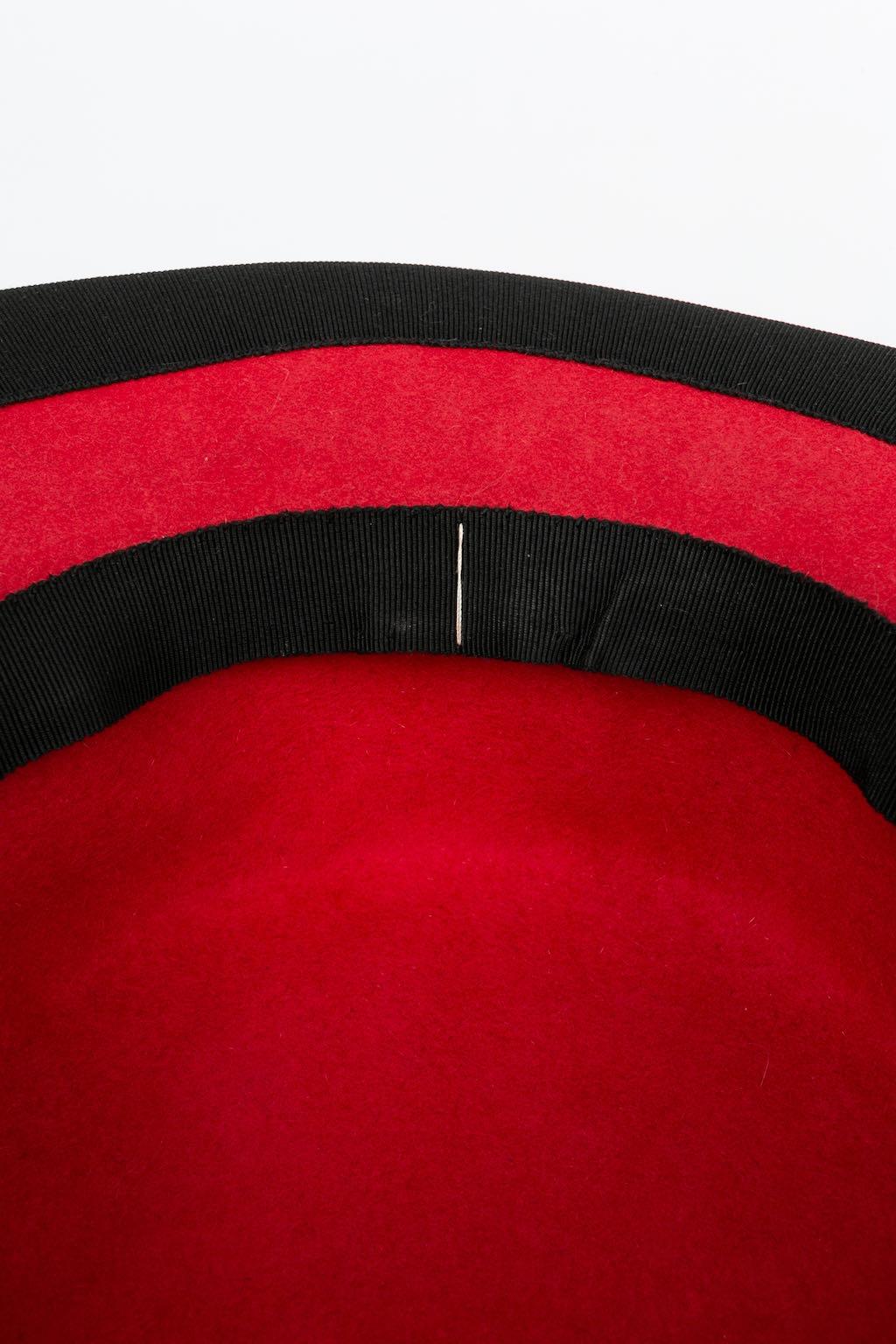 Yves Saint Laurent Red and Black Catwalk Hat 5