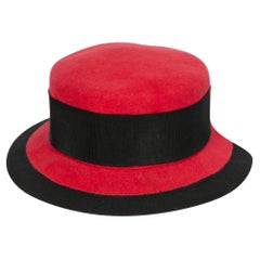 Vintage Yves Saint Laurent Red and Black Catwalk Hat