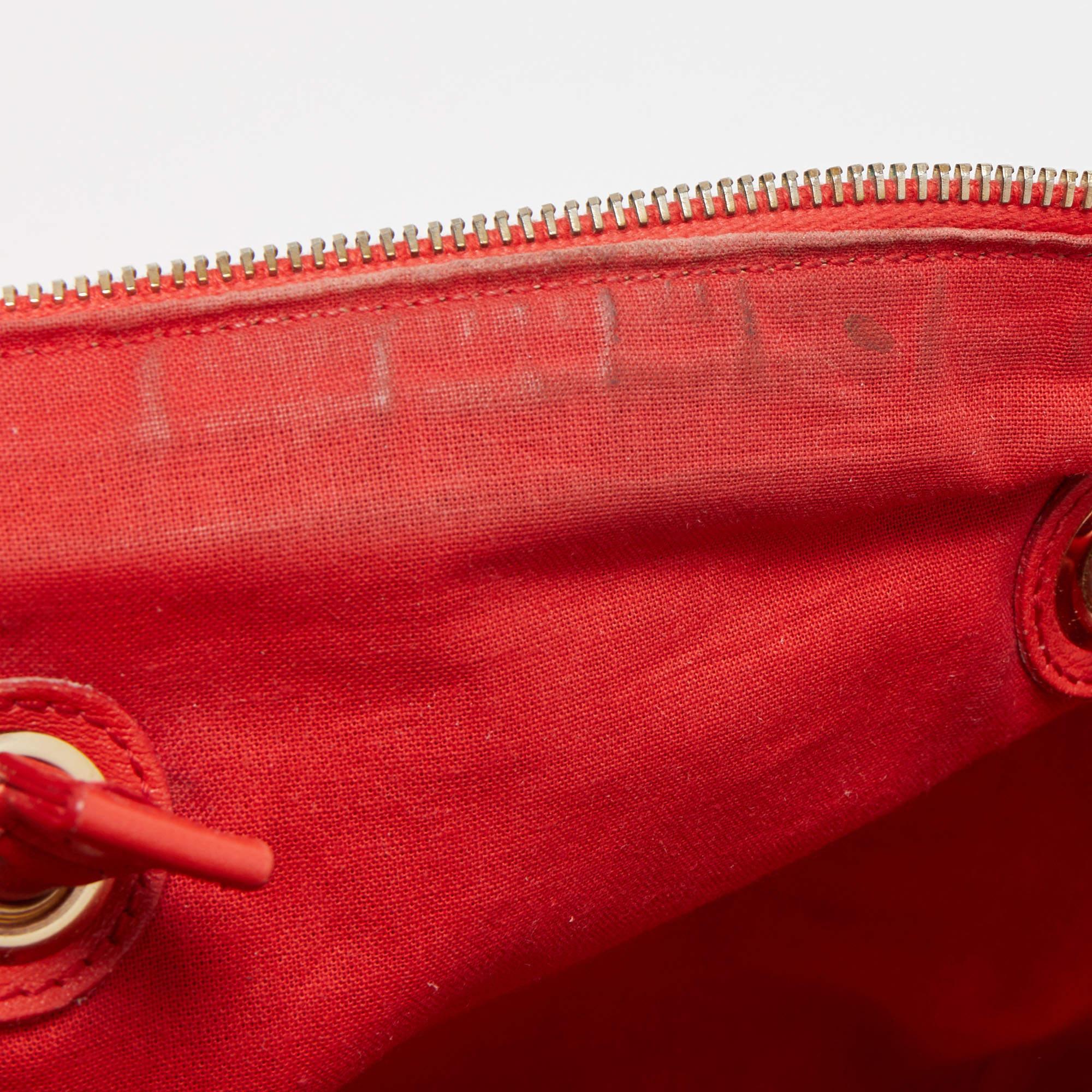Yves Saint Laurent Red/Beige Leather Lucky Chyc Bowler Bag 12
