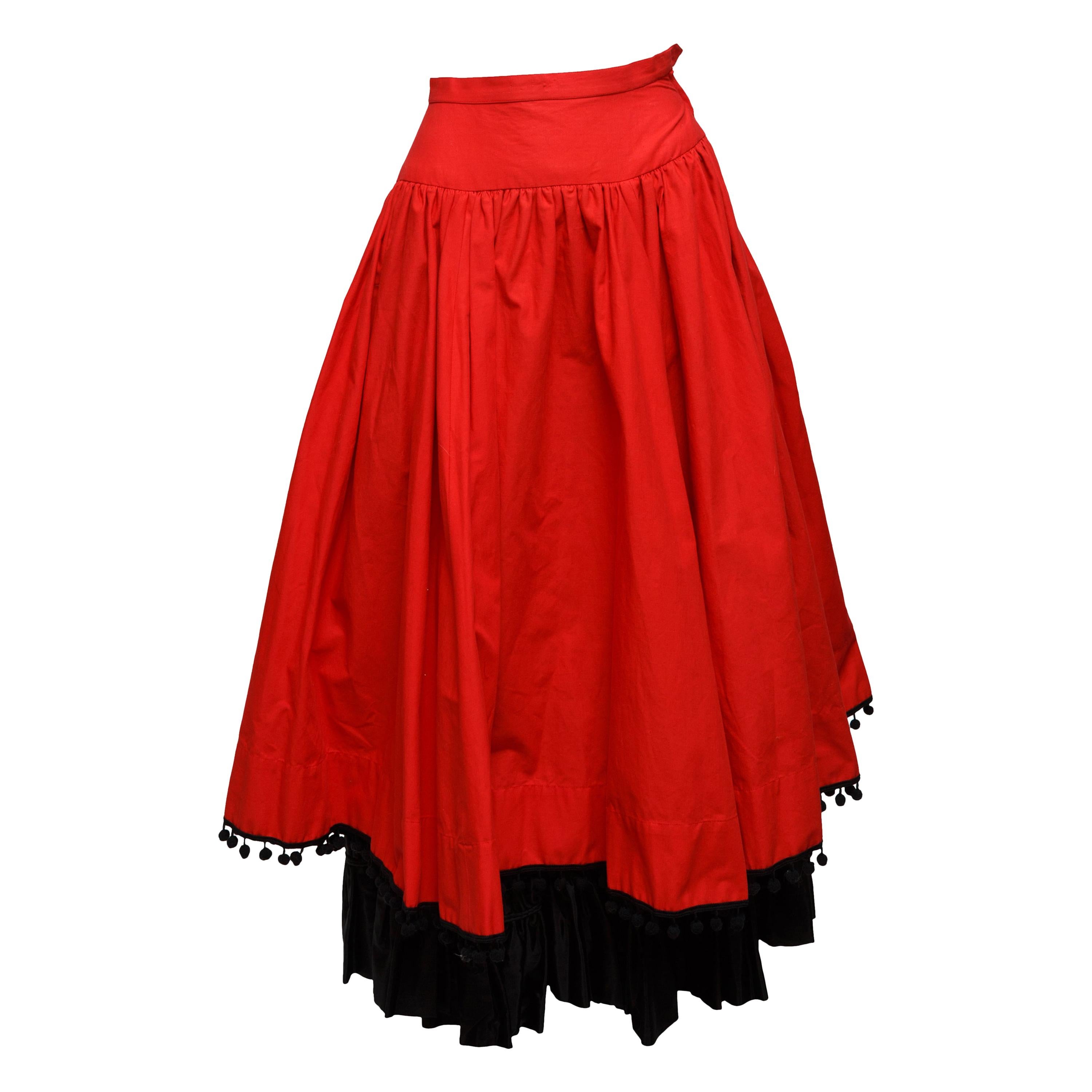 Yves Saint Laurent Red & Black 1977 Collection Skirt