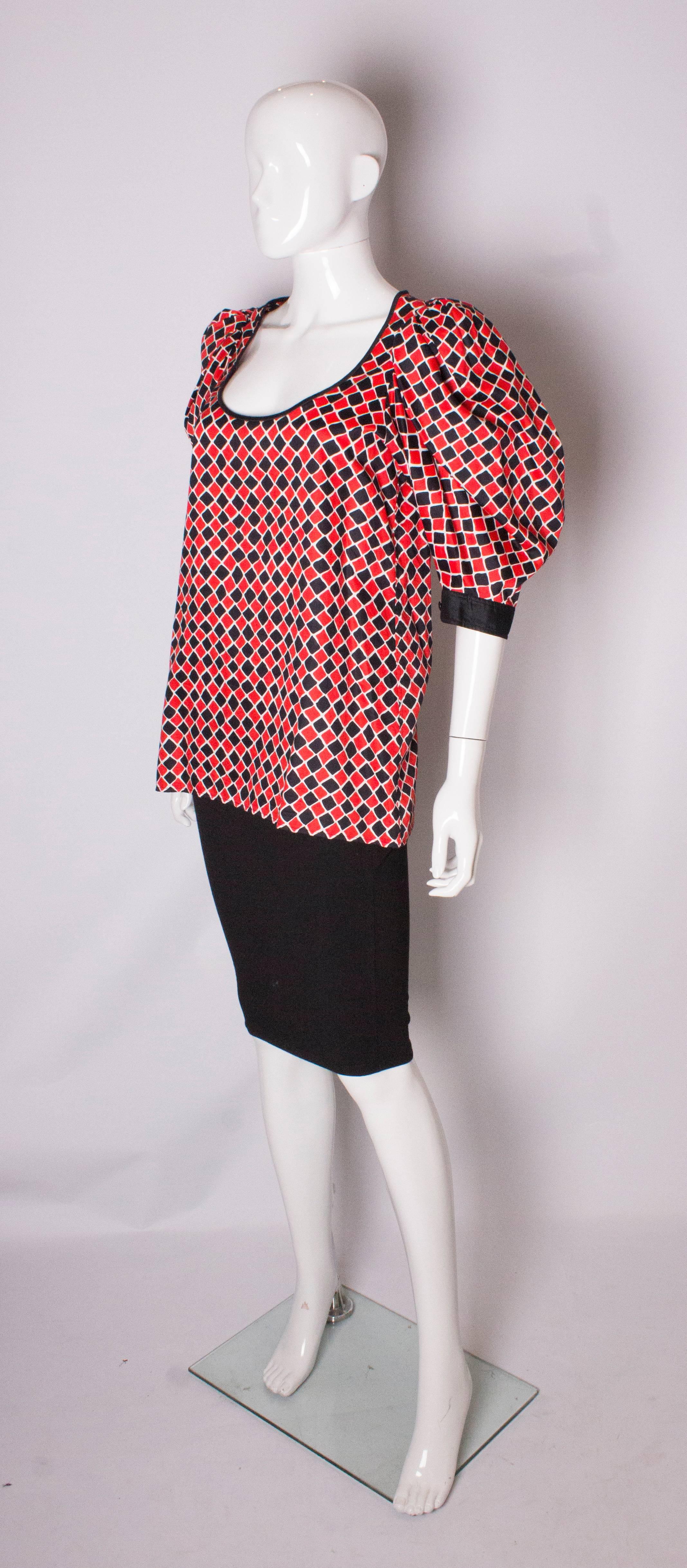 Women's Yves Saint Laurent Red, Black and White Blouse