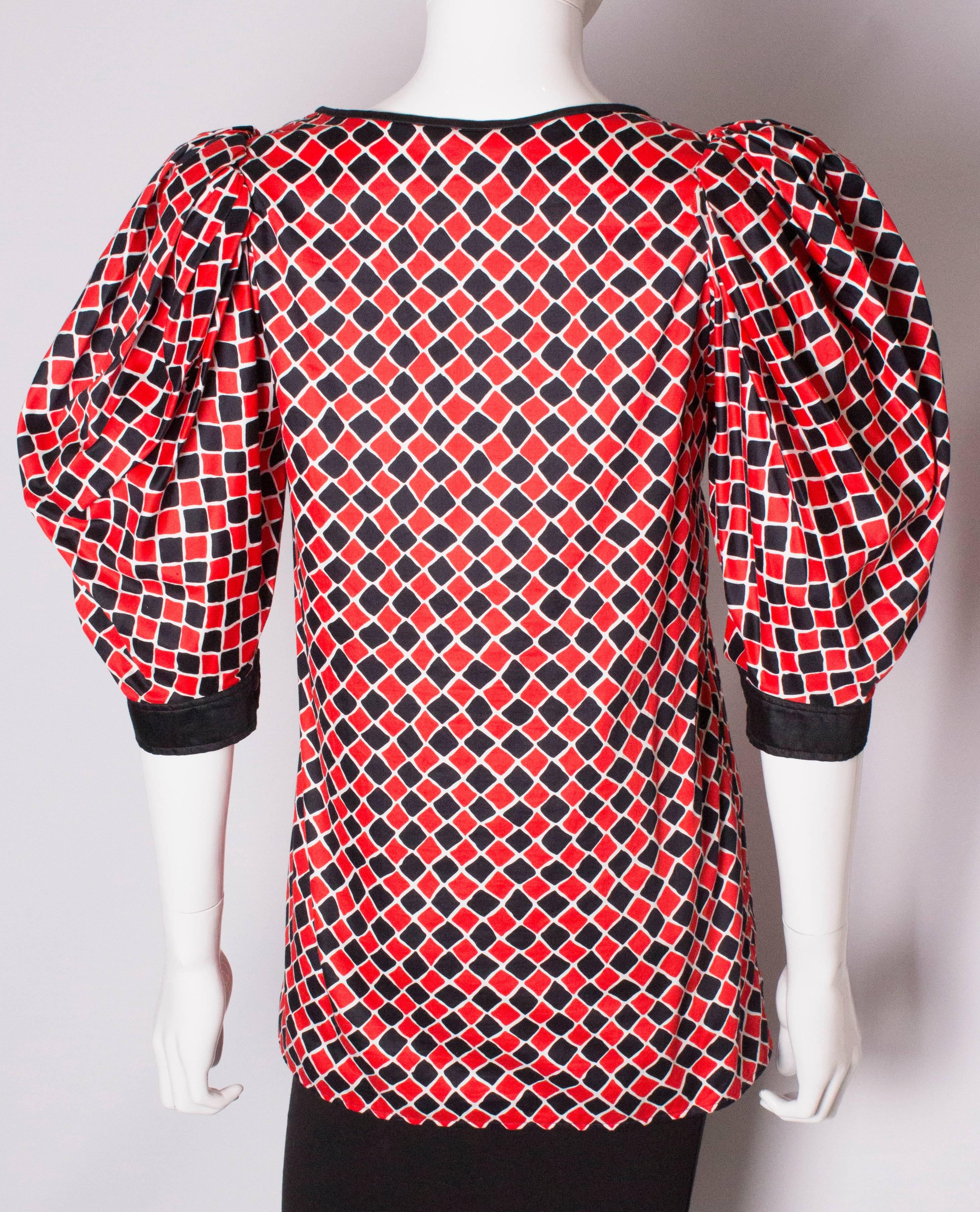 Yves Saint Laurent Red, Black and White Blouse 3