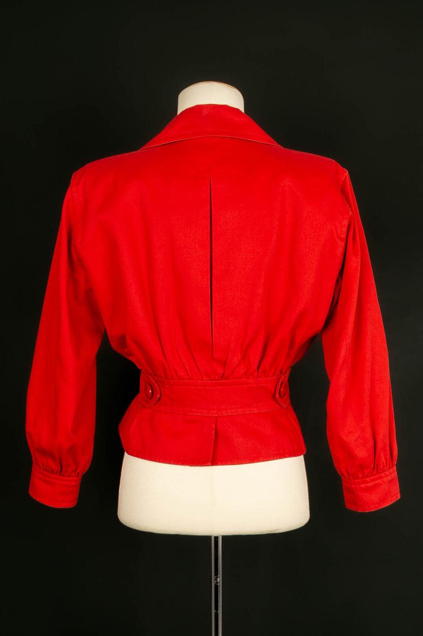 Yves Saint Laurent Red Cotton Short Jacket In Excellent Condition For Sale In SAINT-OUEN-SUR-SEINE, FR