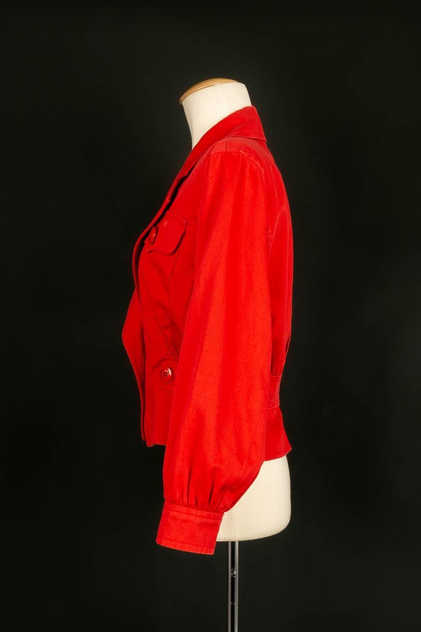 Women's Yves Saint Laurent Red Cotton Short Jacket For Sale