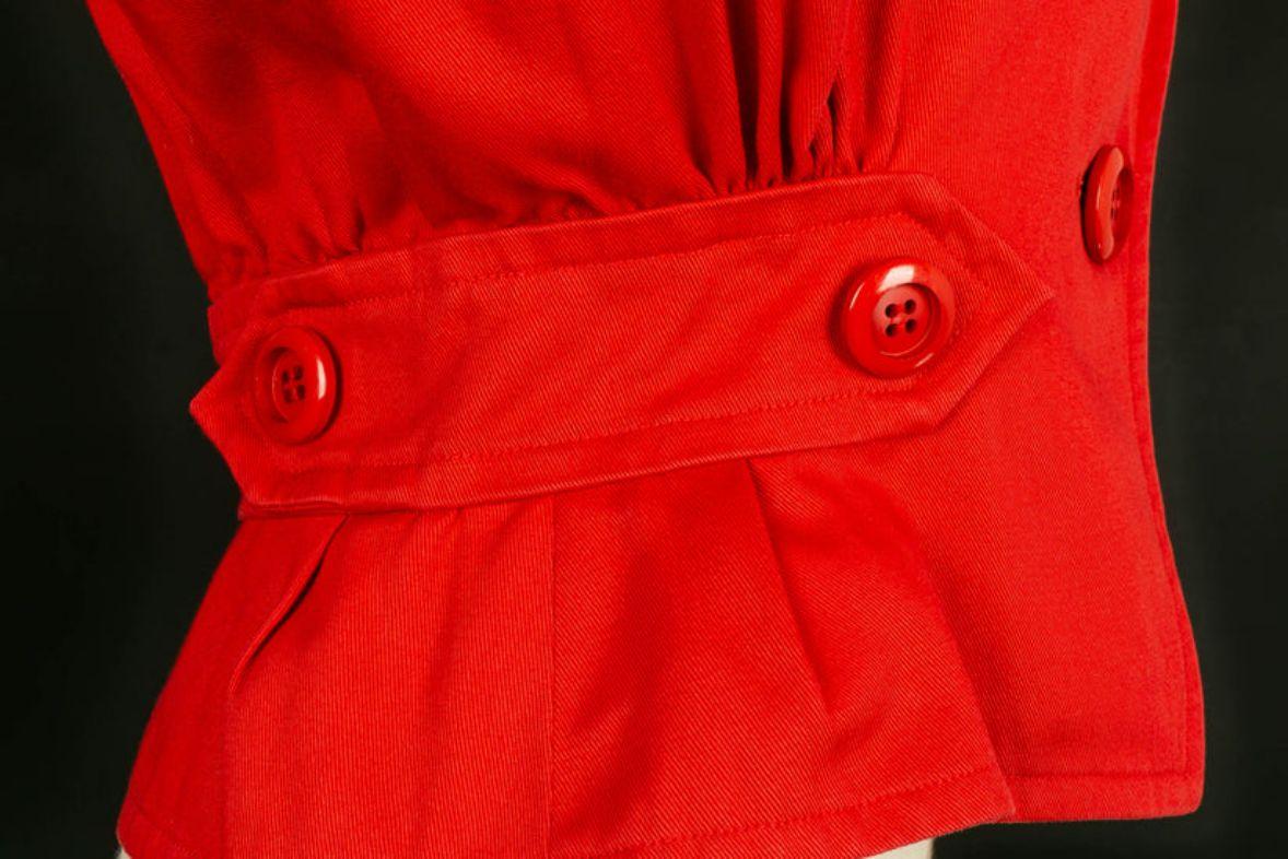 Yves Saint Laurent Red Cotton Short Jacket For Sale 1