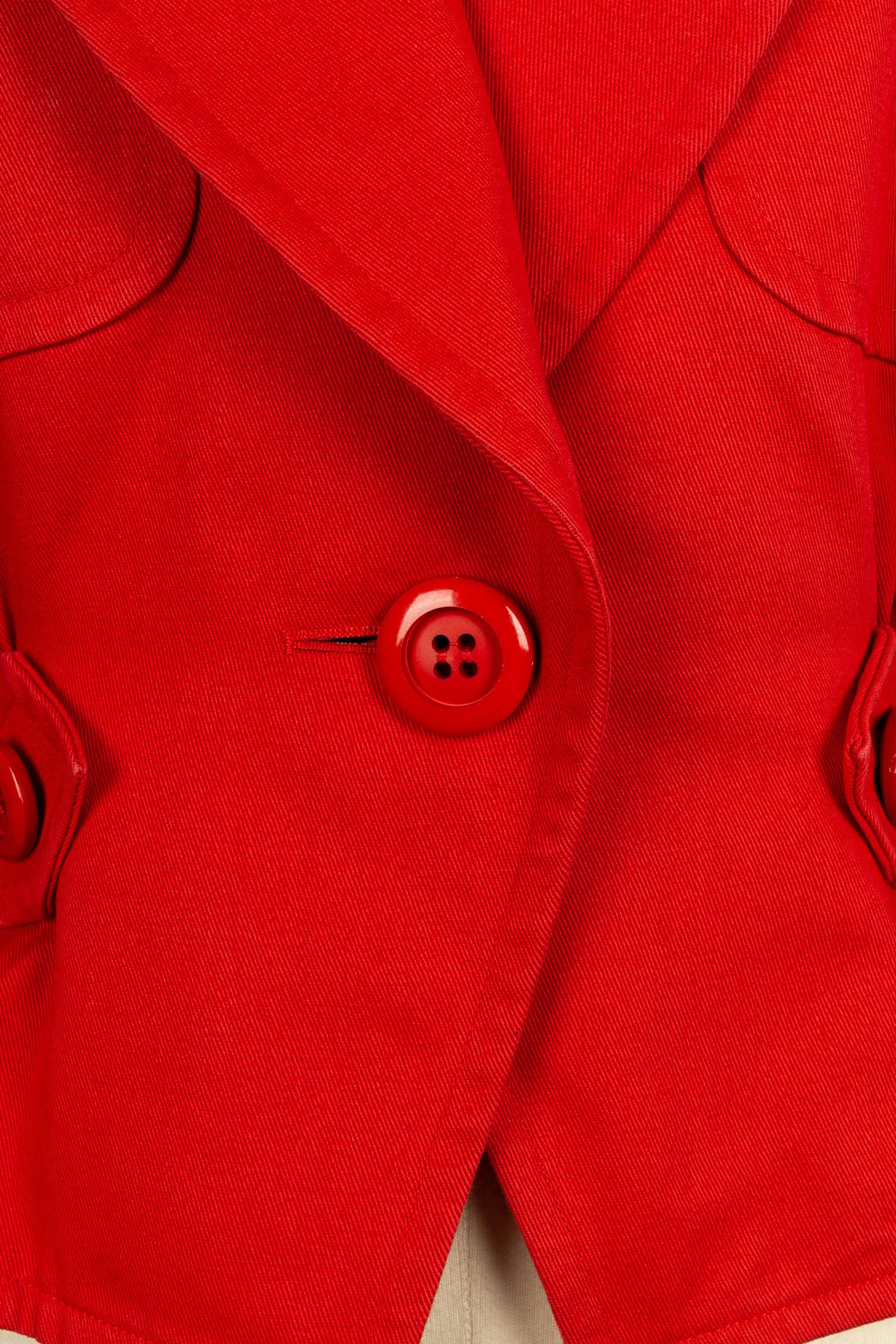 Yves Saint Laurent Red Cotton Short Jacket For Sale 2