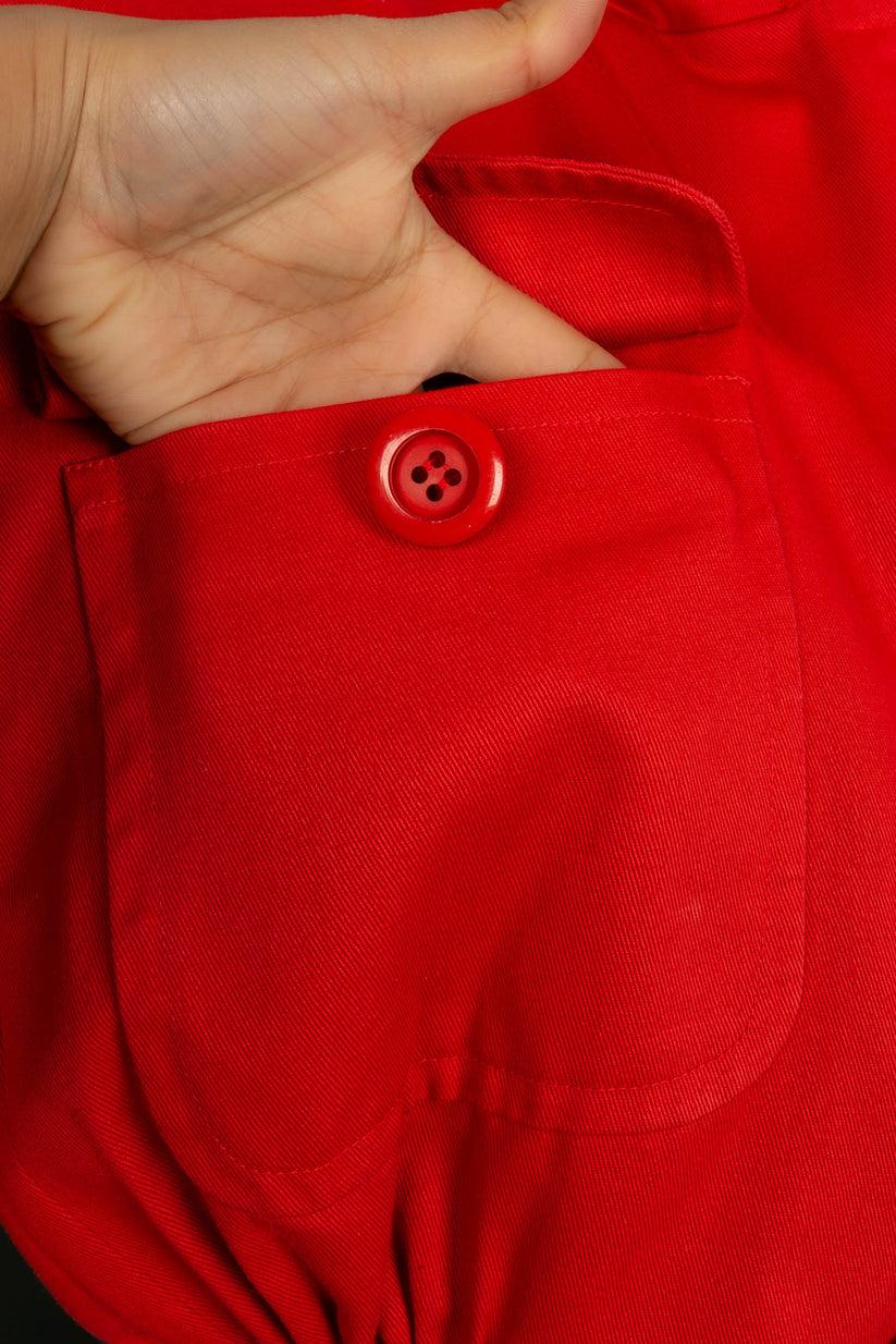 Yves Saint Laurent Red Cotton Short Jacket For Sale 3