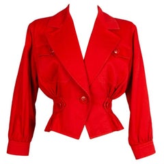 Giacca corta in cotone rosso di Yves Saint Laurent