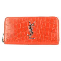 Yves Saint Laurent - Portefeuille en croco rouge
