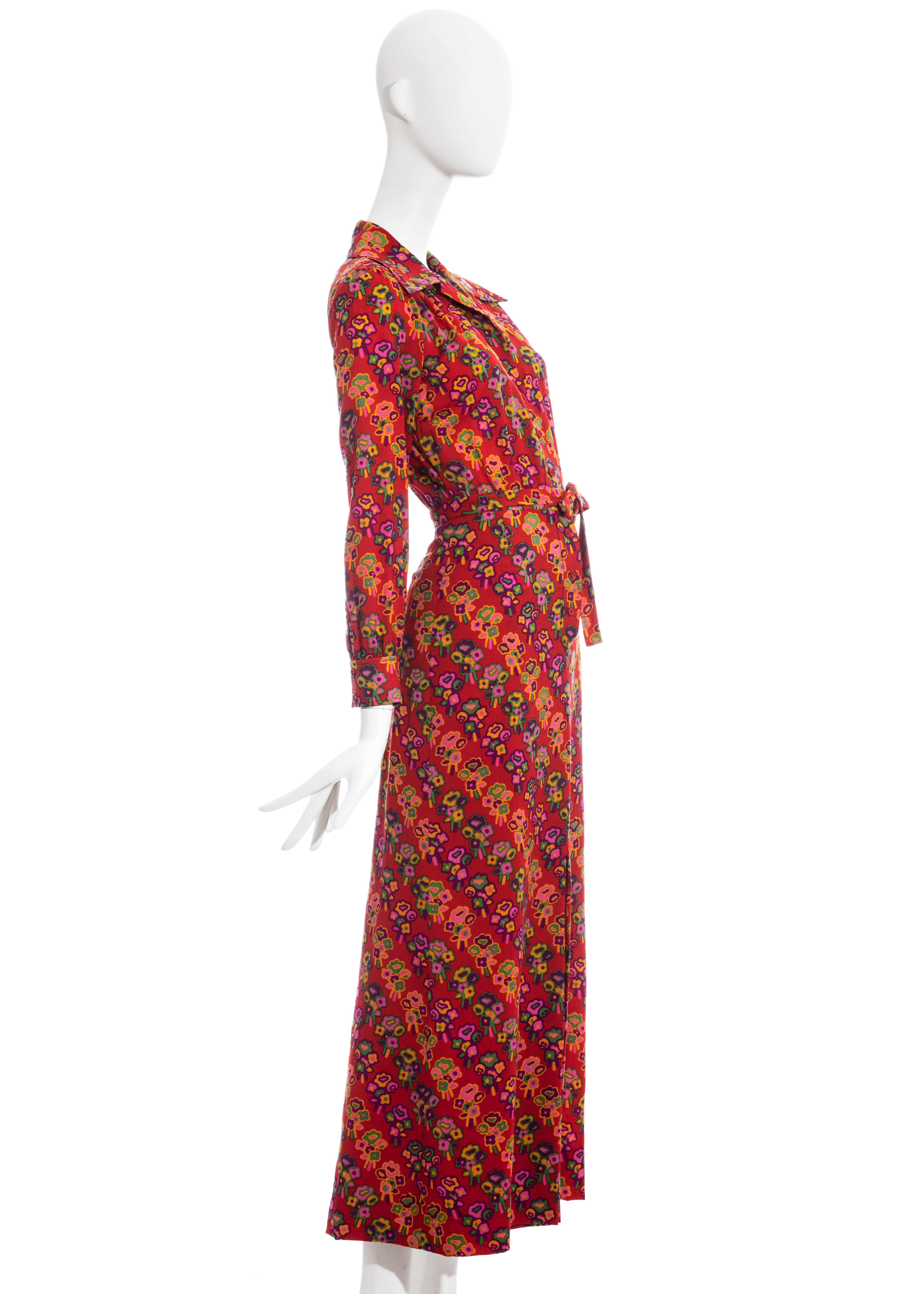 Yves Saint Laurent red floral cotton maxi summer dress, ss 1971 In Excellent Condition In London, GB