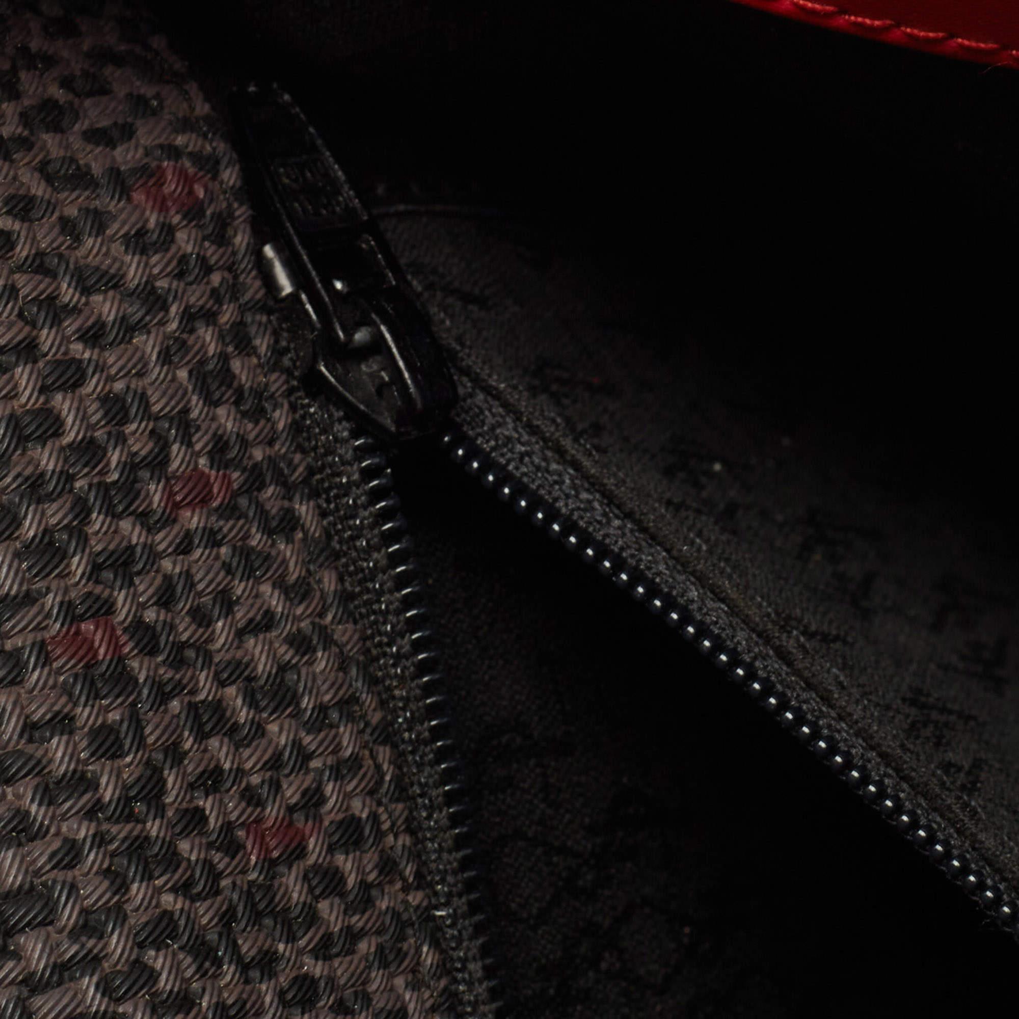 Yves Saint Laurent Red/Grey Woven Coated Canvas and Leather Double Flap Crossbod 5