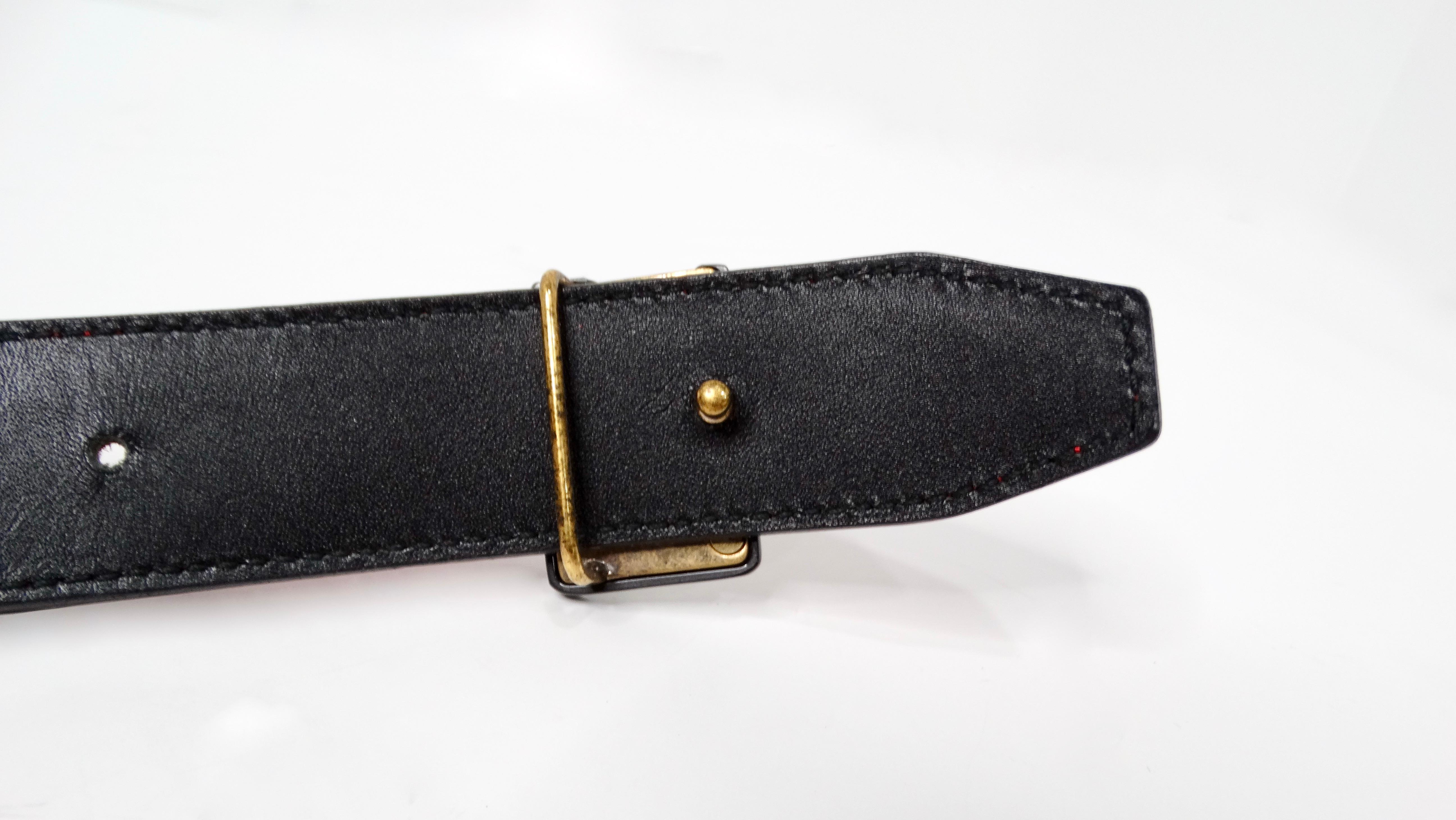 Yves Saint Laurent Red Leather Belt With Gold-Tone Logo Buckle For Sale 2