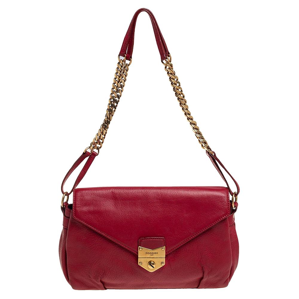 Yves Saint Laurent Red Leather Dandy Shoulder Bag