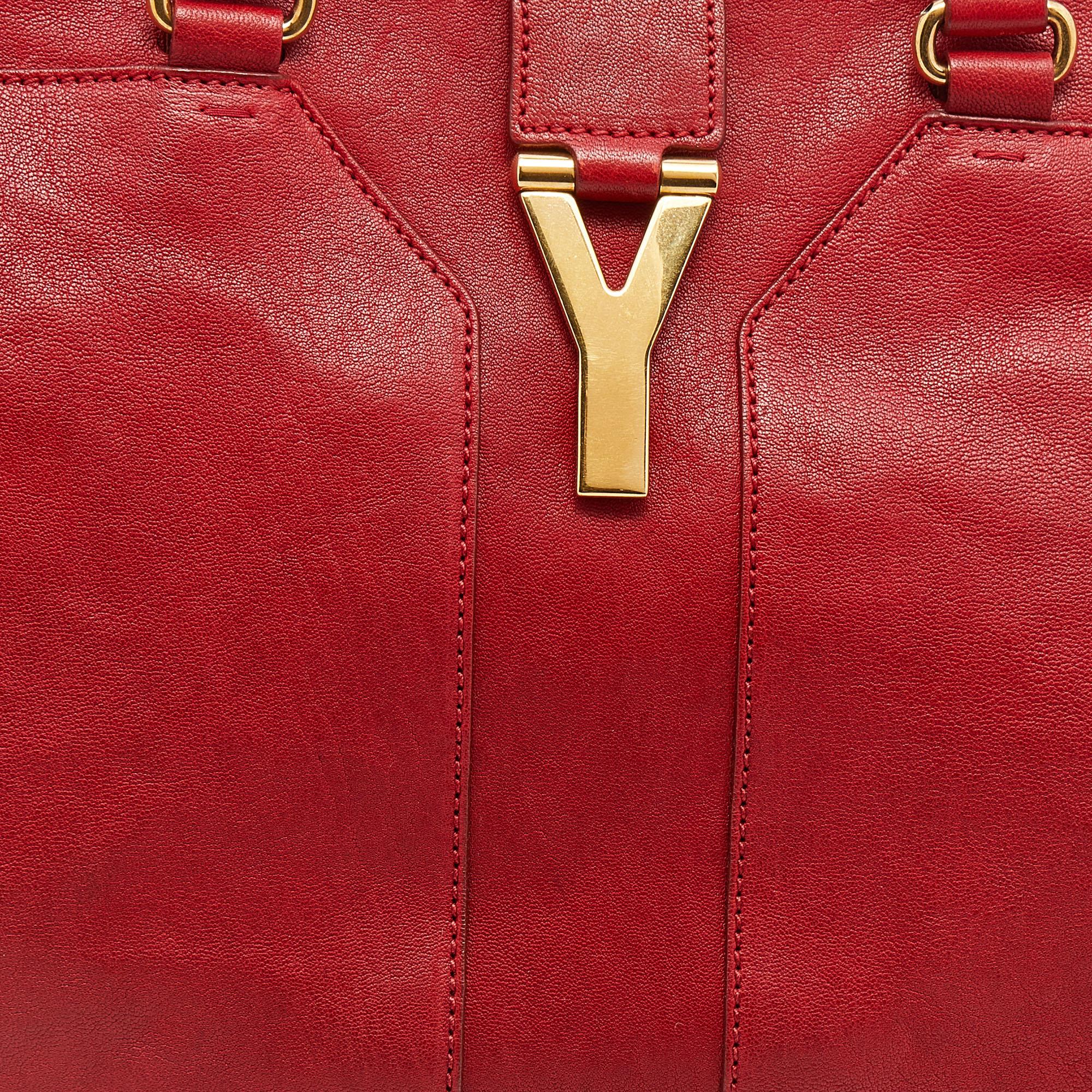 Yves Saint Laurent Red Leather Large Y Cabas Chyc Tote 4