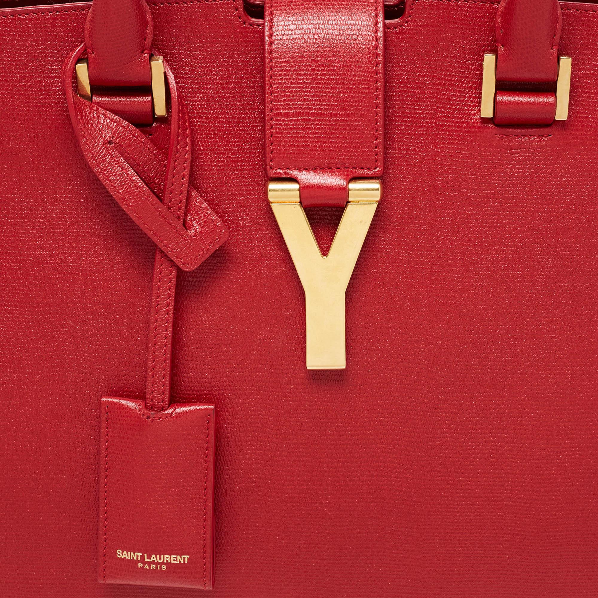 Yves Saint Laurent Red Leather Medium Cabas Chyc Tote 5