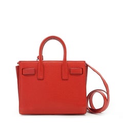 Yves Saint Laurent Red Leather Nano Sac de Jour Tote Bag with Strap