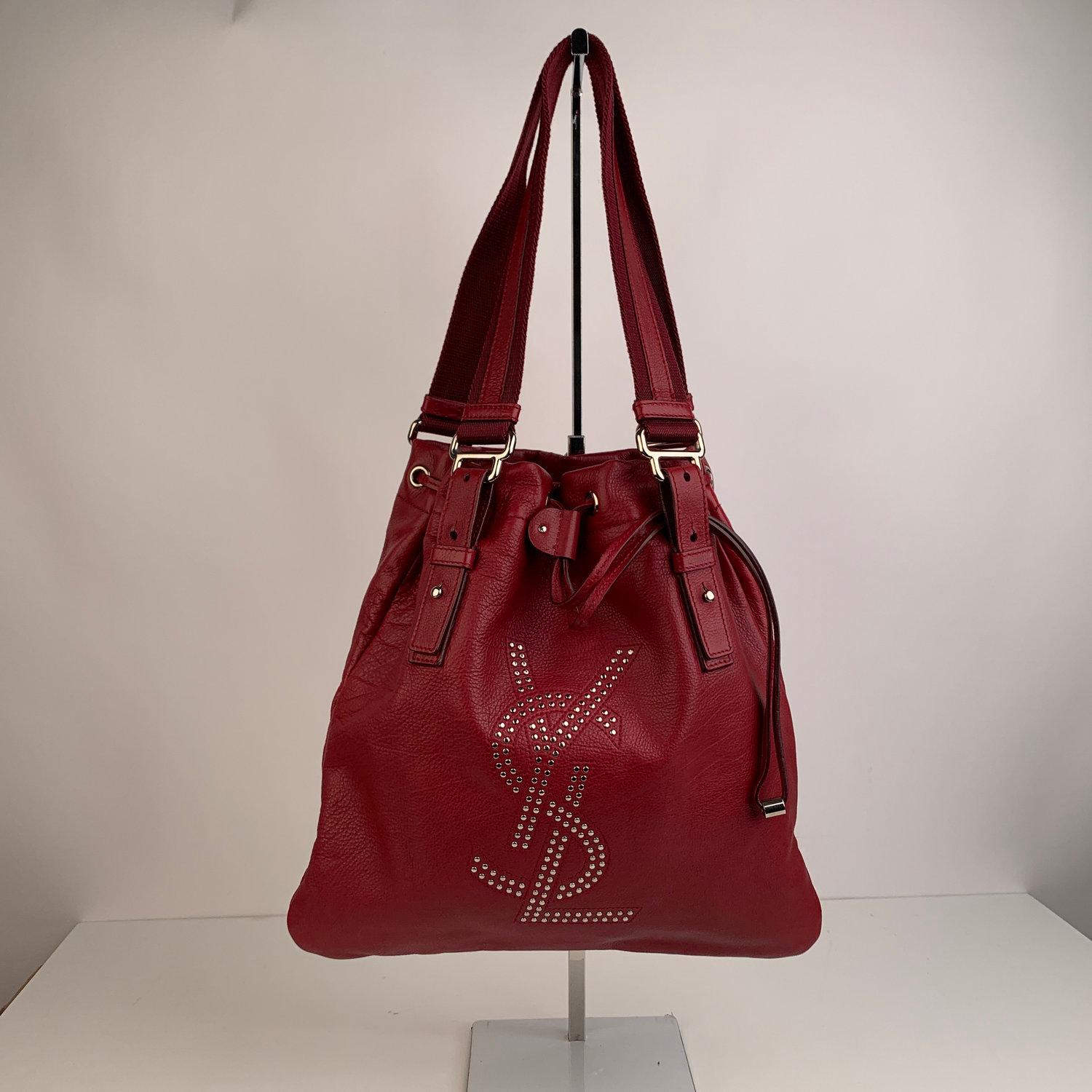Yves Saint Laurent Red Leather Small Kahala Sac Tote Bag In Excellent Condition In Rome, Rome