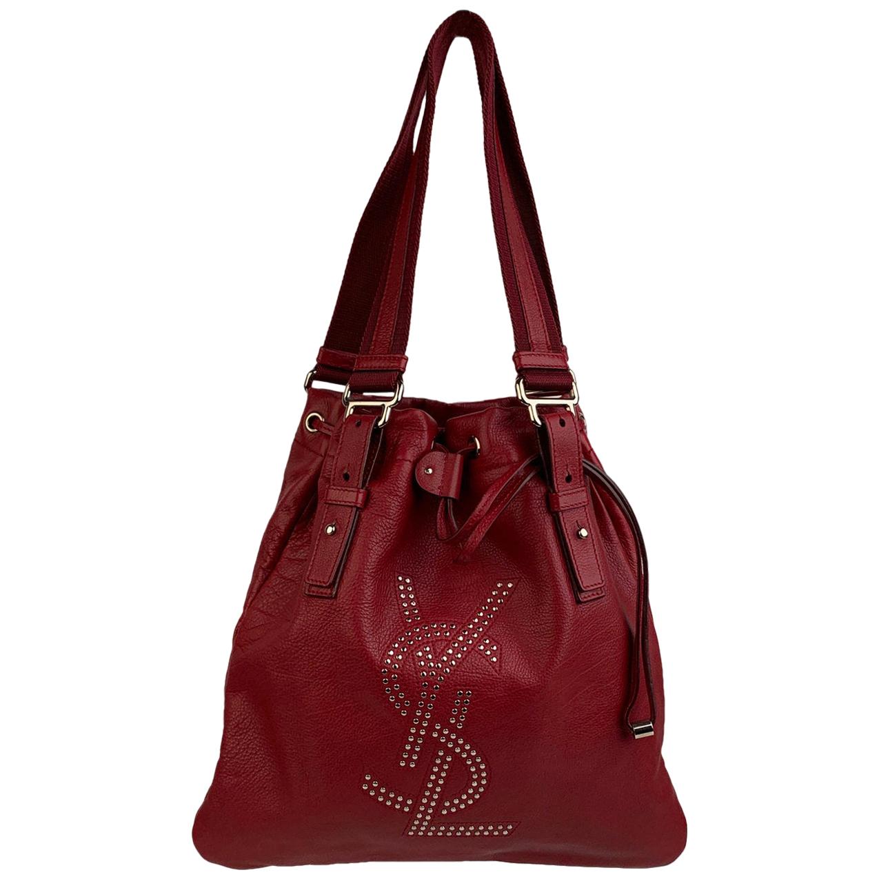 Yves Saint Laurent Red Leather Small Kahala Sac Tote Bag