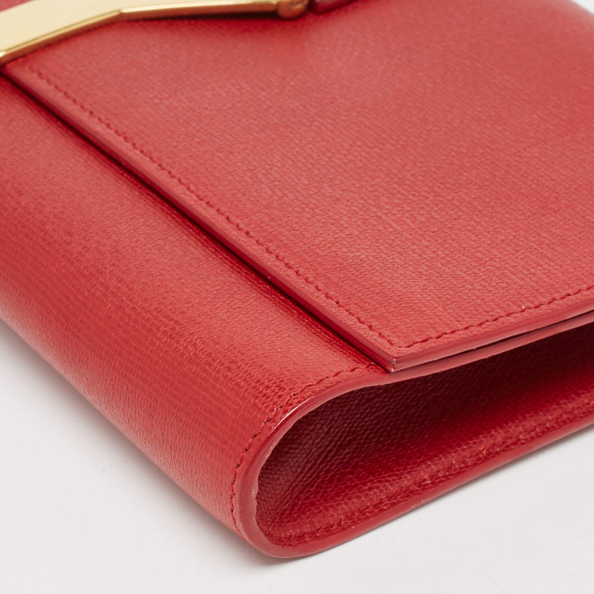 Yves Saint Laurent Red Leather Y-Ligne Clutch 6