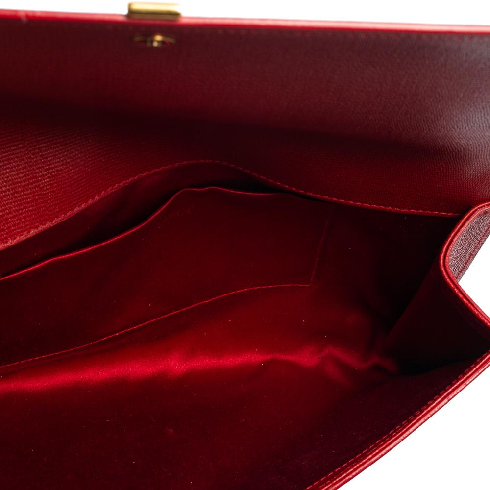 Yves Saint Laurent Red Leather Y-Ligne Clutch 5