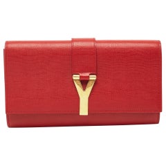 Yves Saint Laurent Red Leather Y-Ligne Clutch