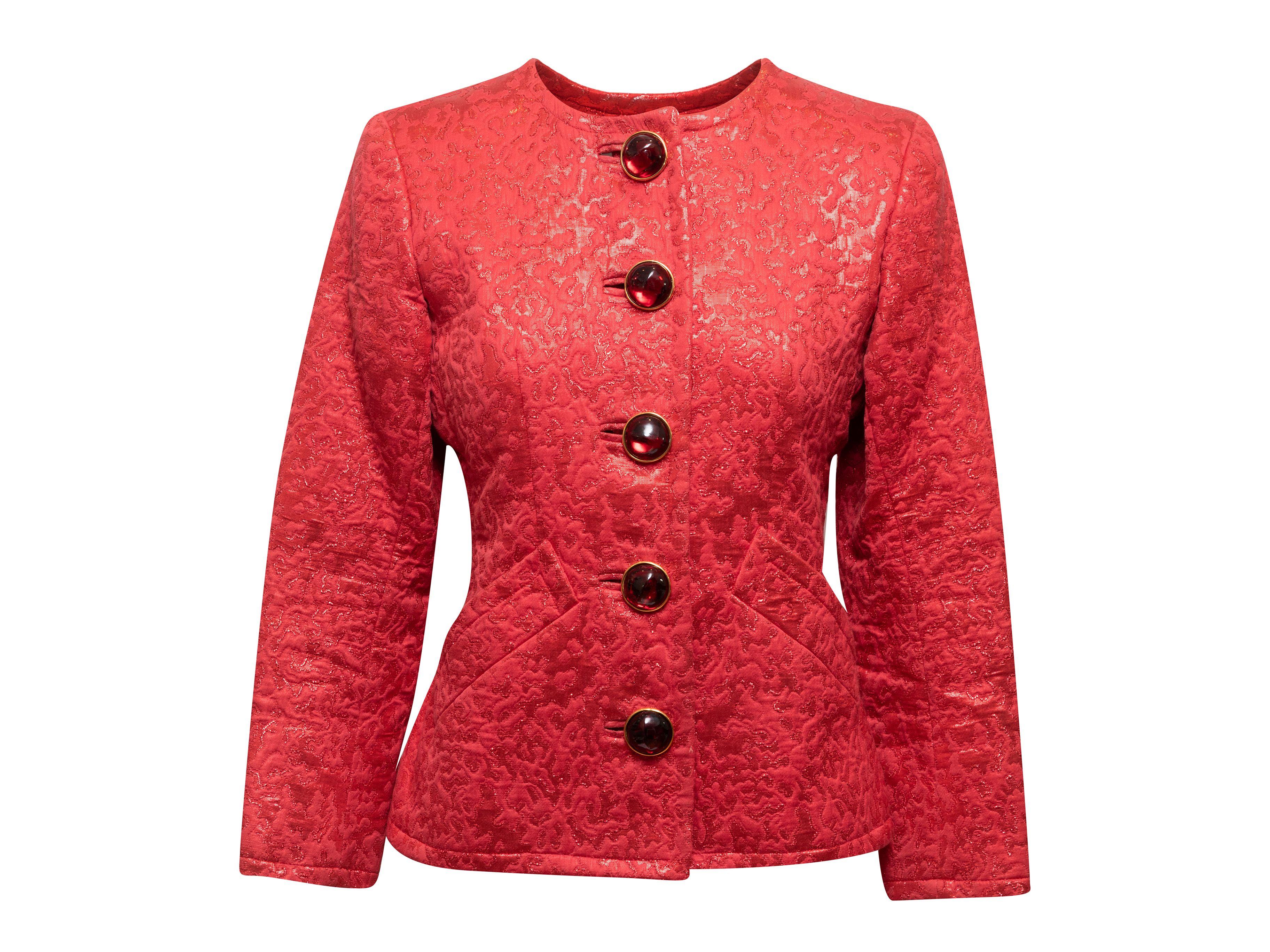 Women's Yves Saint Laurent Red Metallic Jacquard Jacket