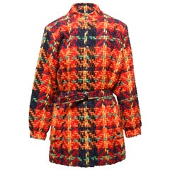 Yves Saint Laurent Red & Multicolor Tweed Jacket
