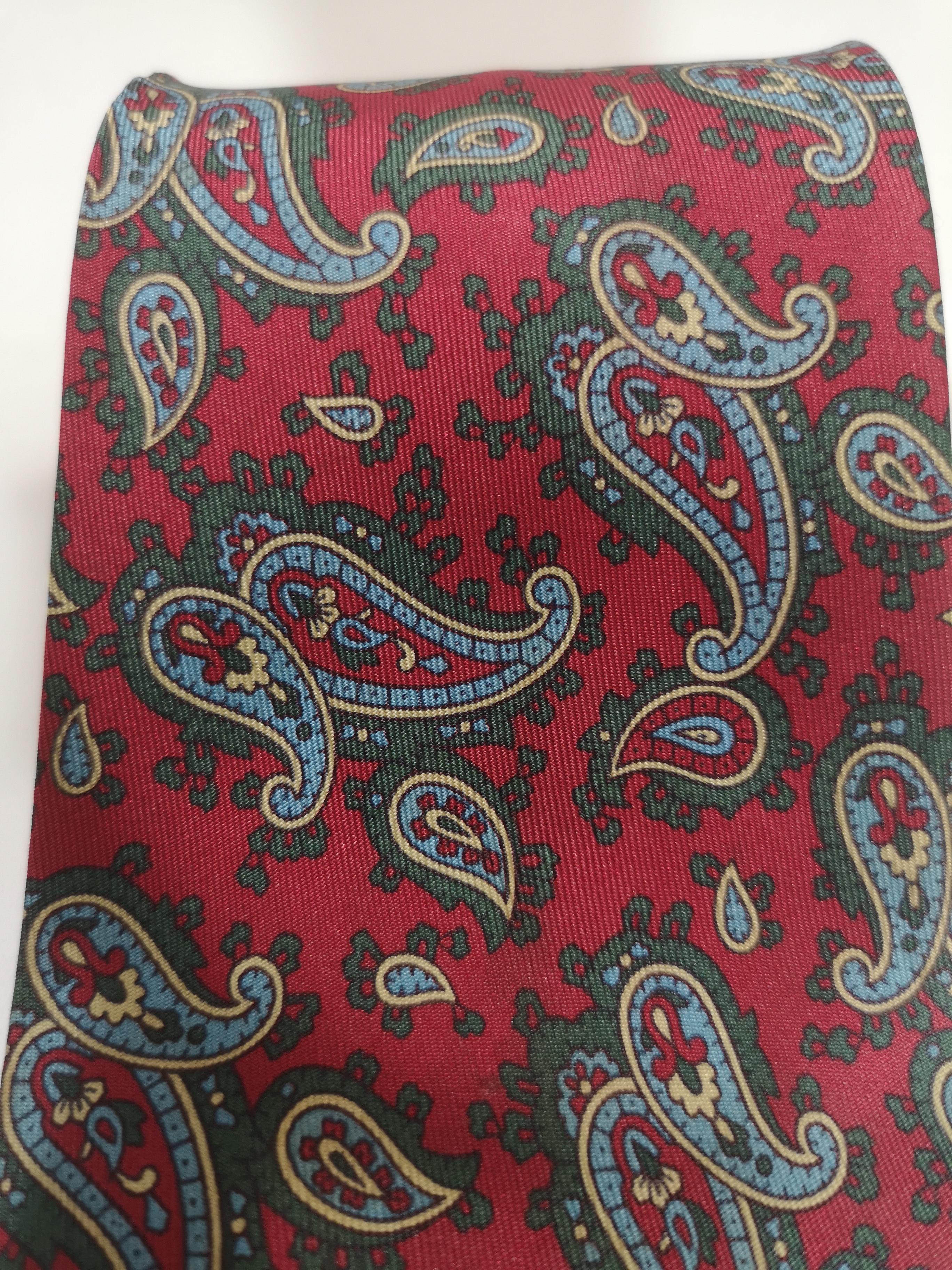 Men's Yves Saint Laurent red multicoloured silk tie