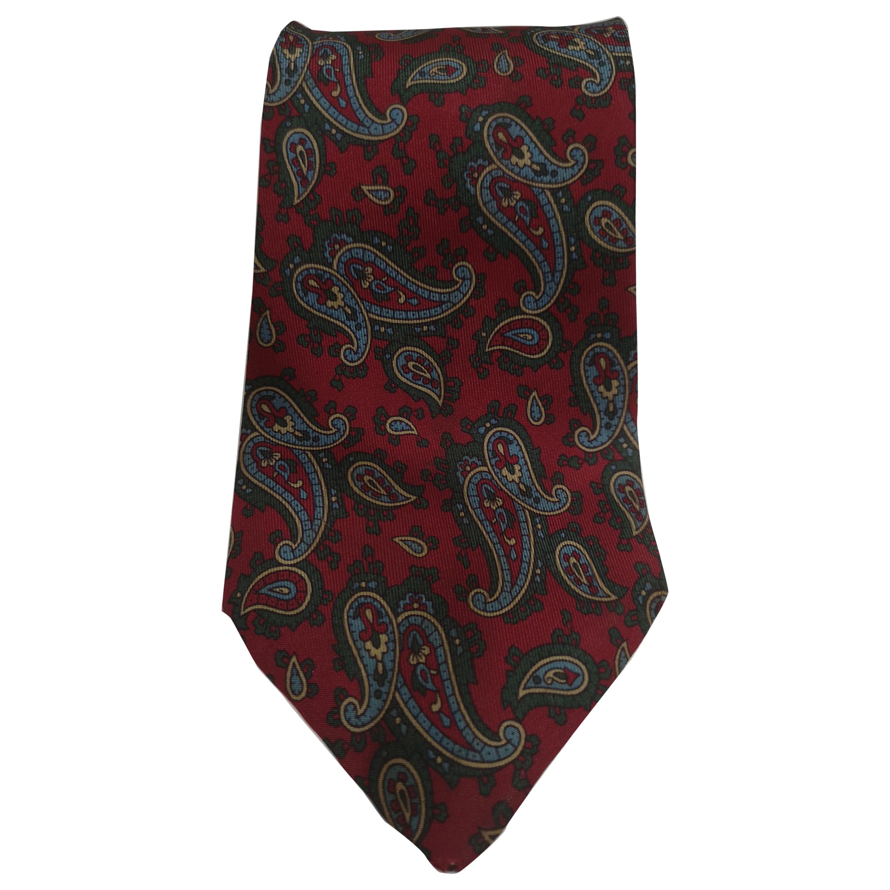 Yves Saint Laurent red multicoloured silk tie