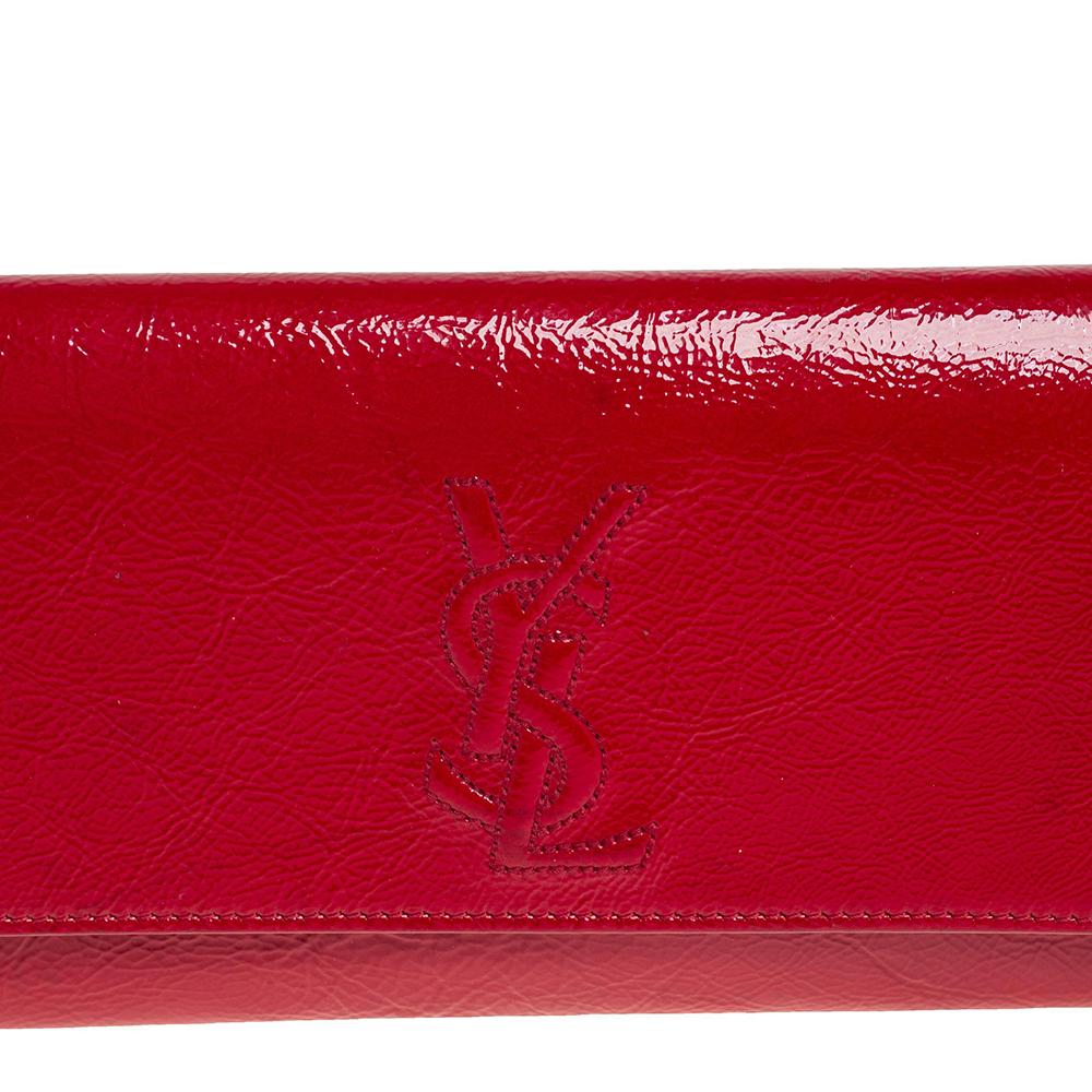 Yves Saint Laurent Red Patent Leather Belle De Jour Flap Clutch 1