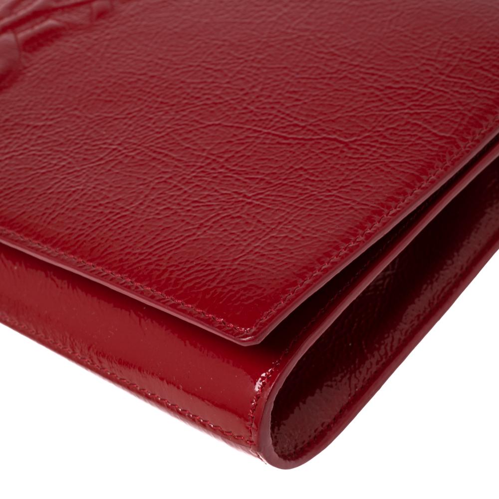 Yves Saint Laurent Red Patent Leather Belle De Jour Flap Clutch 3