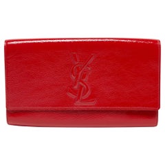 Yves Saint Laurent Red Patent Leather Belle De Jour Flap Clutch