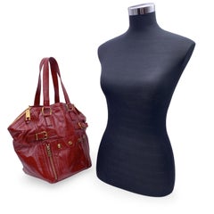 Yves Saint Laurent Red Patent Leather Downtown Tote Shoulder Bag