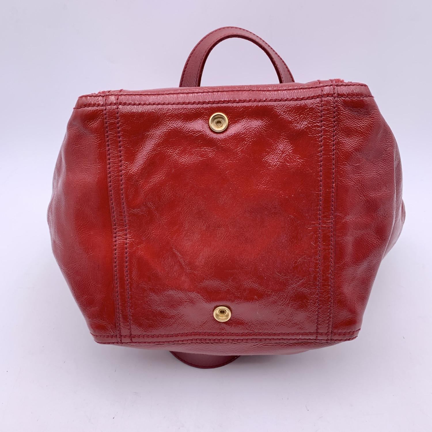 Yves Saint Laurent Red Patent Leather Downtown Tote Shoulder Bag 2