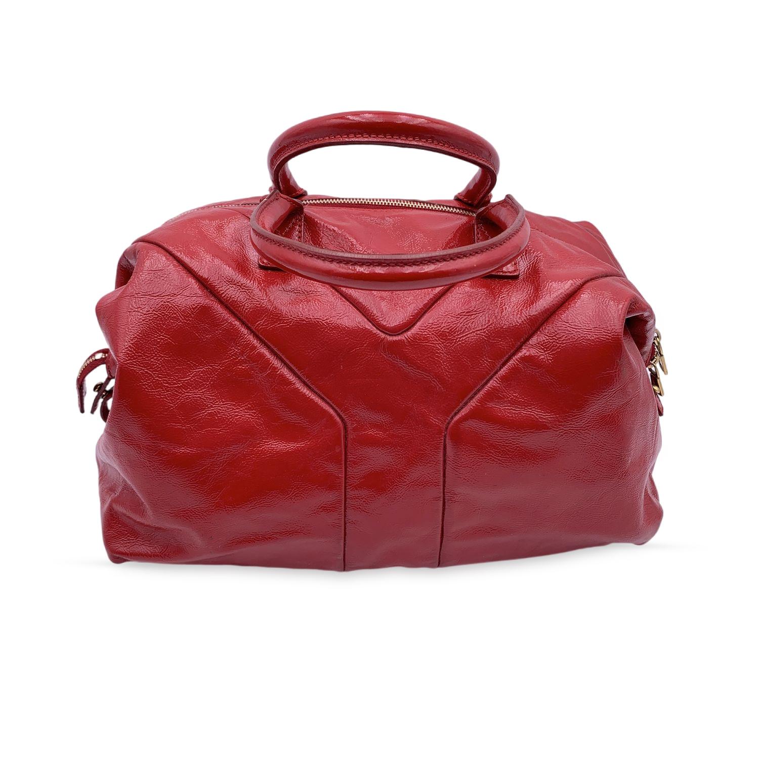 Yves Saint Laurent Red Patent Leather Easy Y Leather Satchel Bag In Excellent Condition In Rome, Rome