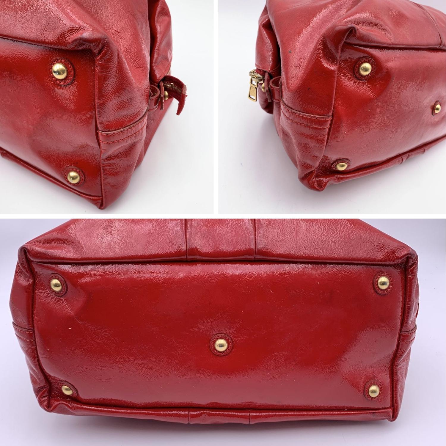 Women's Yves Saint Laurent Red Patent Leather Easy Y Leather Satchel Bag