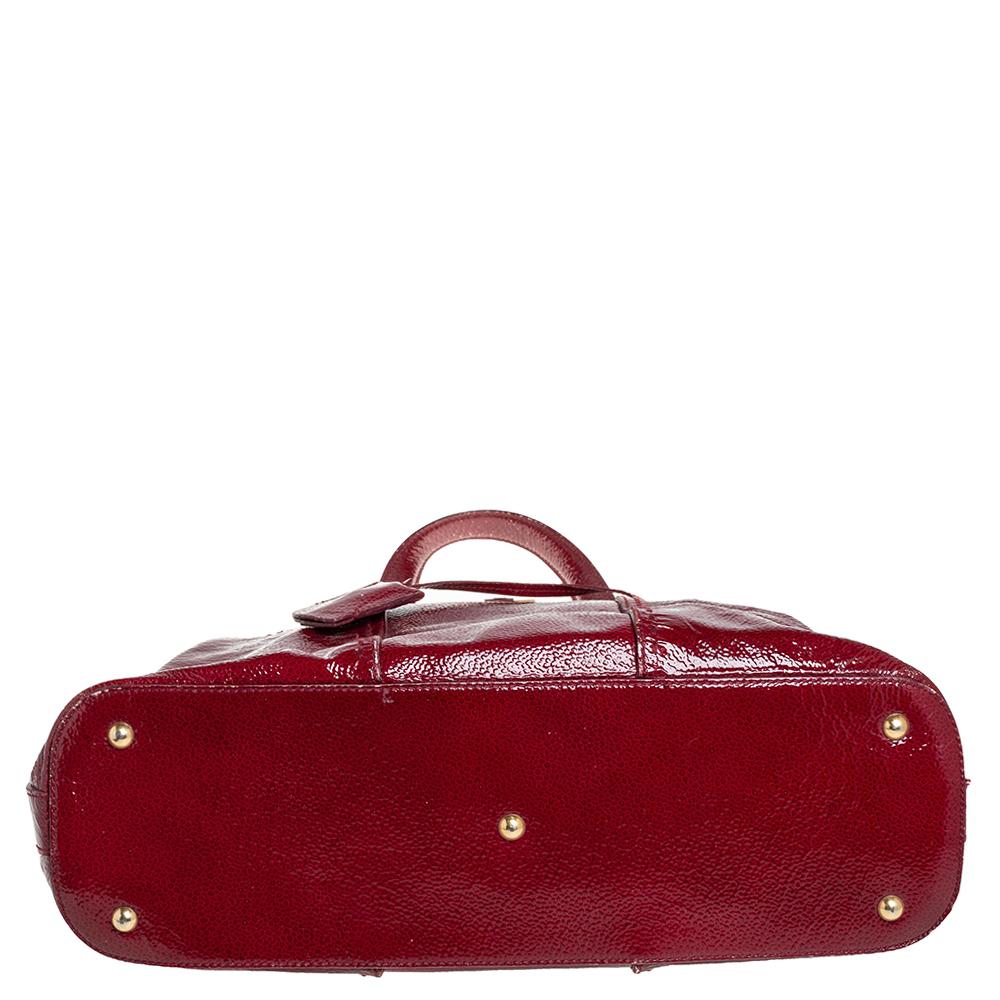 Women's Yves Saint Laurent Red Patent Leather Large Muse Satchel